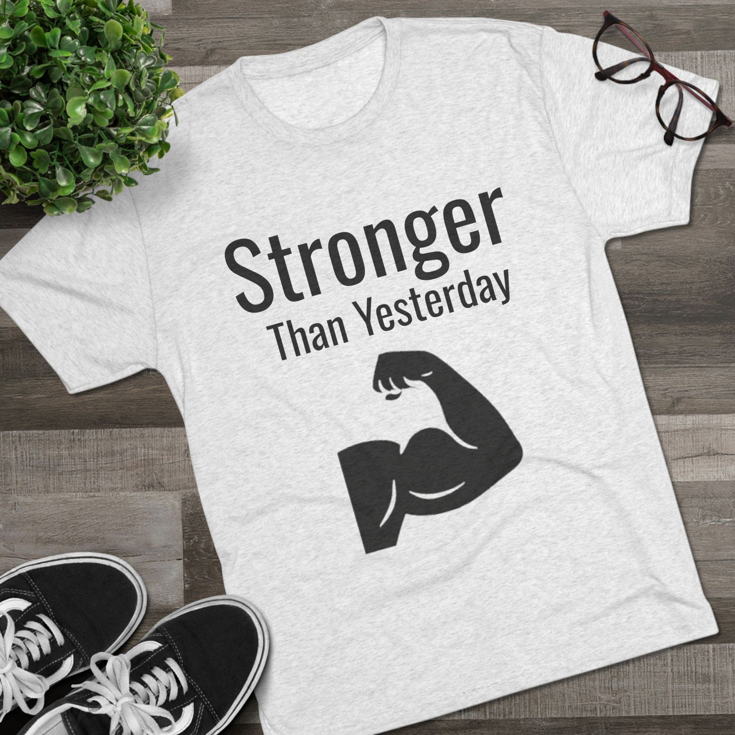 Motivational Fitness Tee, Gym Shirt, Unisex Workout Top, Strength Progress T-Shirt, Gift for Fitness Enthusiasts, Stronger Than Yesterday