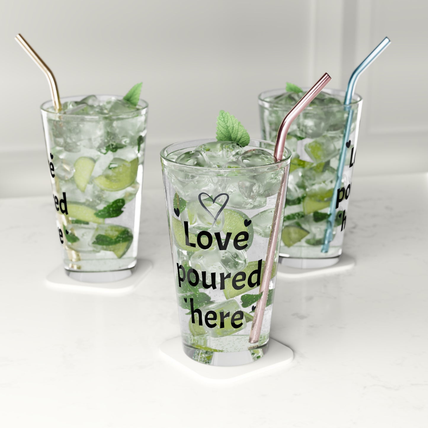 Personalized Pint Glass, Love Poured Here - Perfect for Weddings, Anniversaries, Housewarmings, Custom Drinkware, Gift for Couples