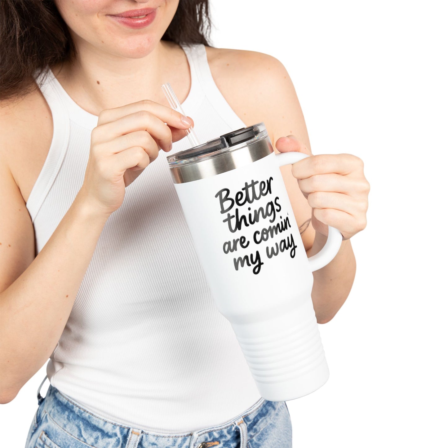Inspirational Insulated Travel Mug, Better Things Are Comin' My Way - Motivational Drinkware for Coffee Lovers, Birthday Gift, Road [...]