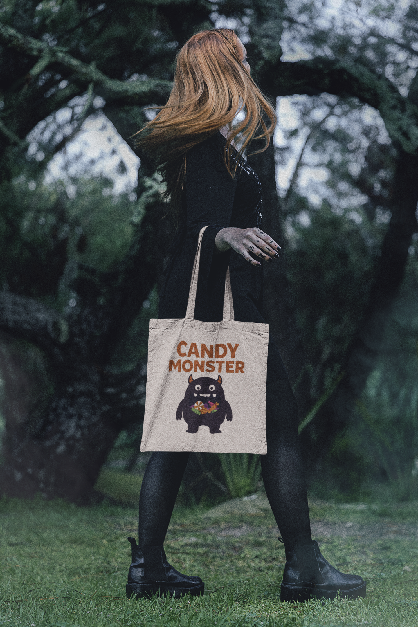 Candy Monster Tote Bag | Cute Canvas Bag for Trick or Treating, Everyday Use, Eco-Friendly Shopping, Gifts for Kids, Halloween Decor