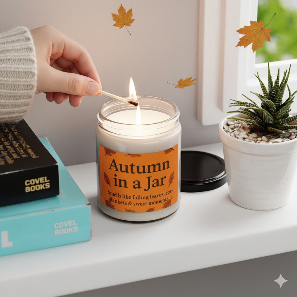 Autumn Scented Candle, Cozy Home Décor, Fall Fragrance, Gift for Her, Relaxation, Seasonal Decor, Autumn in a Jar 9oz