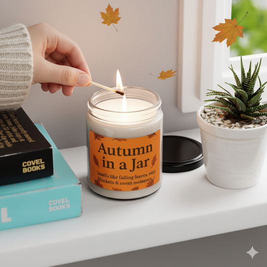 Autumn Scented Candle, Cozy Home Décor, Fall Fragrance, Gift for Her, Relaxation, Seasonal Decor, Autumn in a Jar 9oz