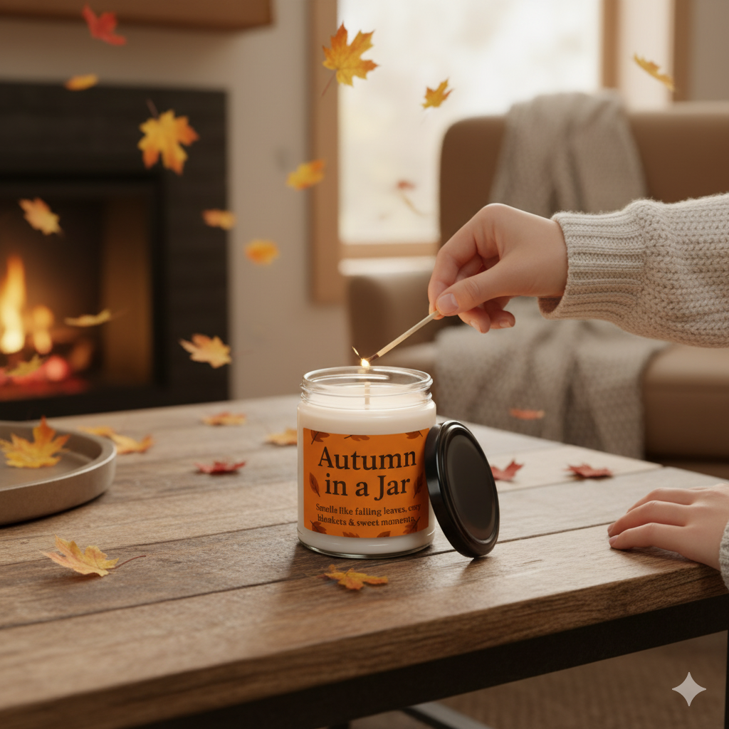 Autumn Scented Candle, Cozy Home Décor, Fall Fragrance, Gift for Her, Relaxation, Seasonal Decor, Autumn in a Jar 9oz