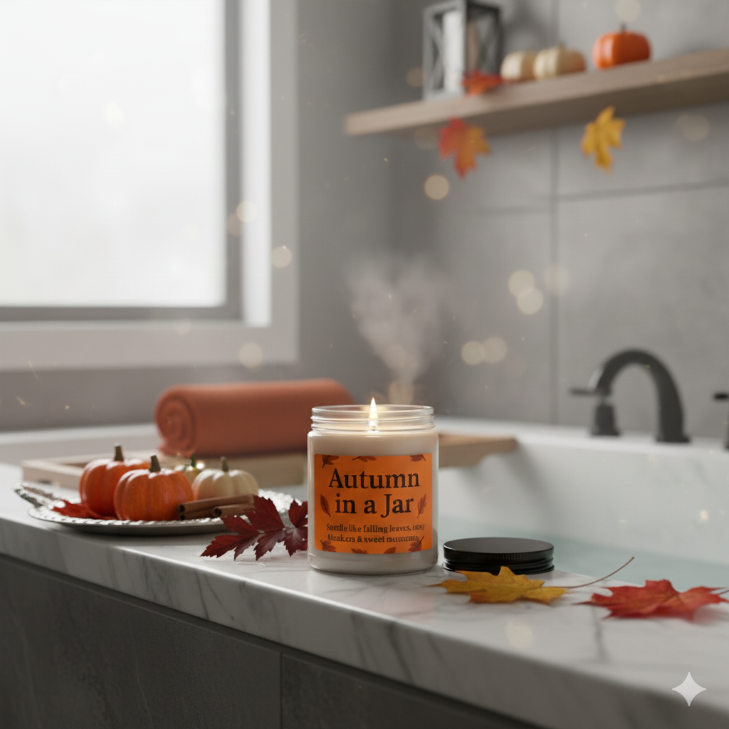 Autumn Scented Candle, Cozy Home Décor, Fall Fragrance, Gift for Her, Relaxation, Seasonal Decor, Autumn in a Jar 9oz