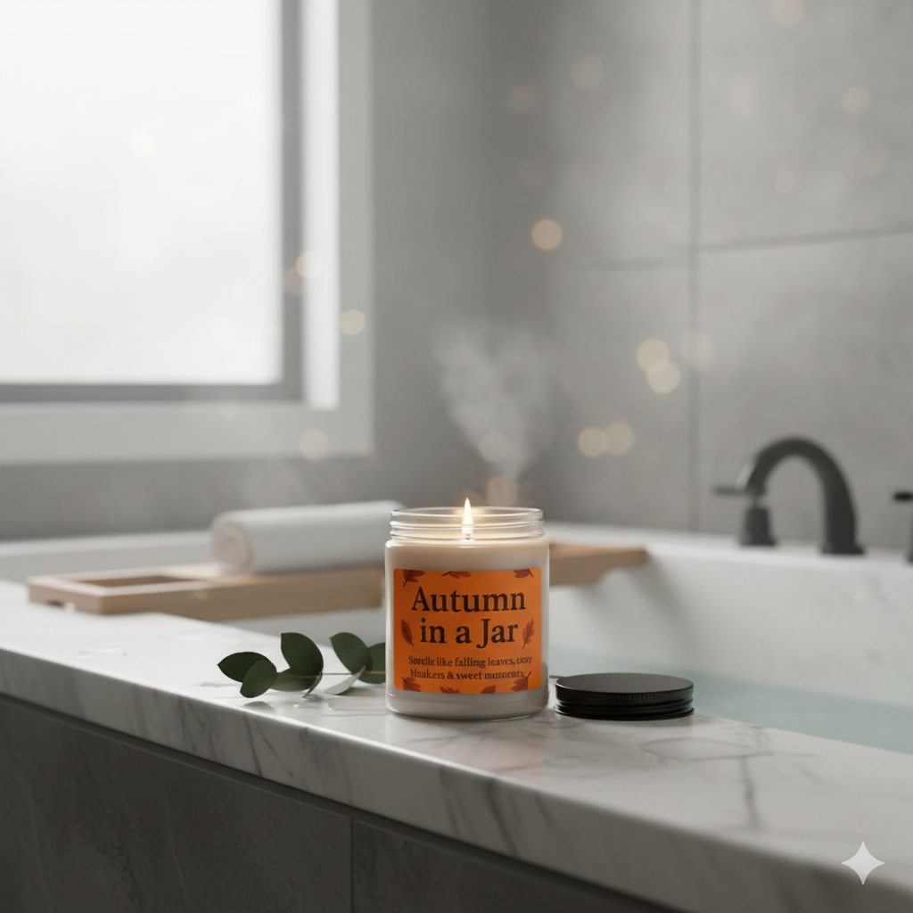 Autumn Scented Candle, Cozy Home Décor, Fall Fragrance, Gift for Her, Relaxation, Seasonal Decor, Autumn in a Jar 9oz
