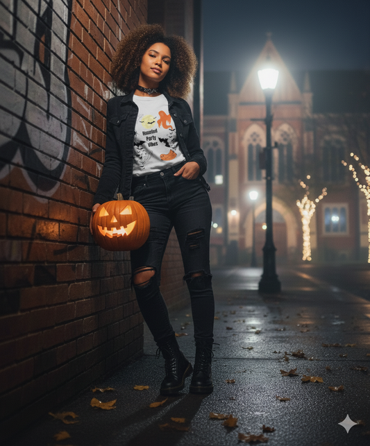 Spooky Haunted Party Vibes Tee  Unisex College Tee The Halloween Shirt for College Nights & Campus Parties