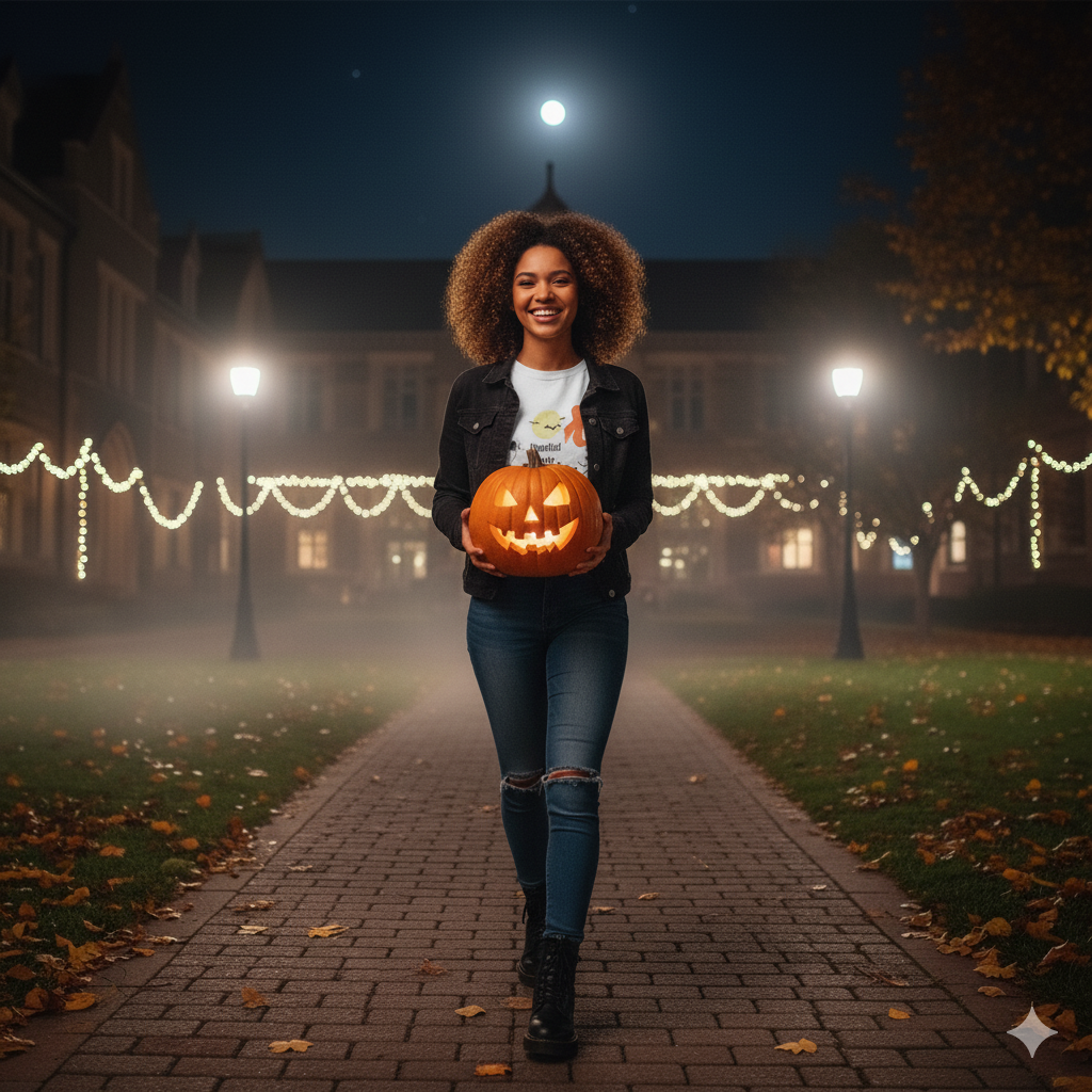 Spooky Haunted Party Vibes Tee  Unisex College Tee The Halloween Shirt for College Nights & Campus Parties