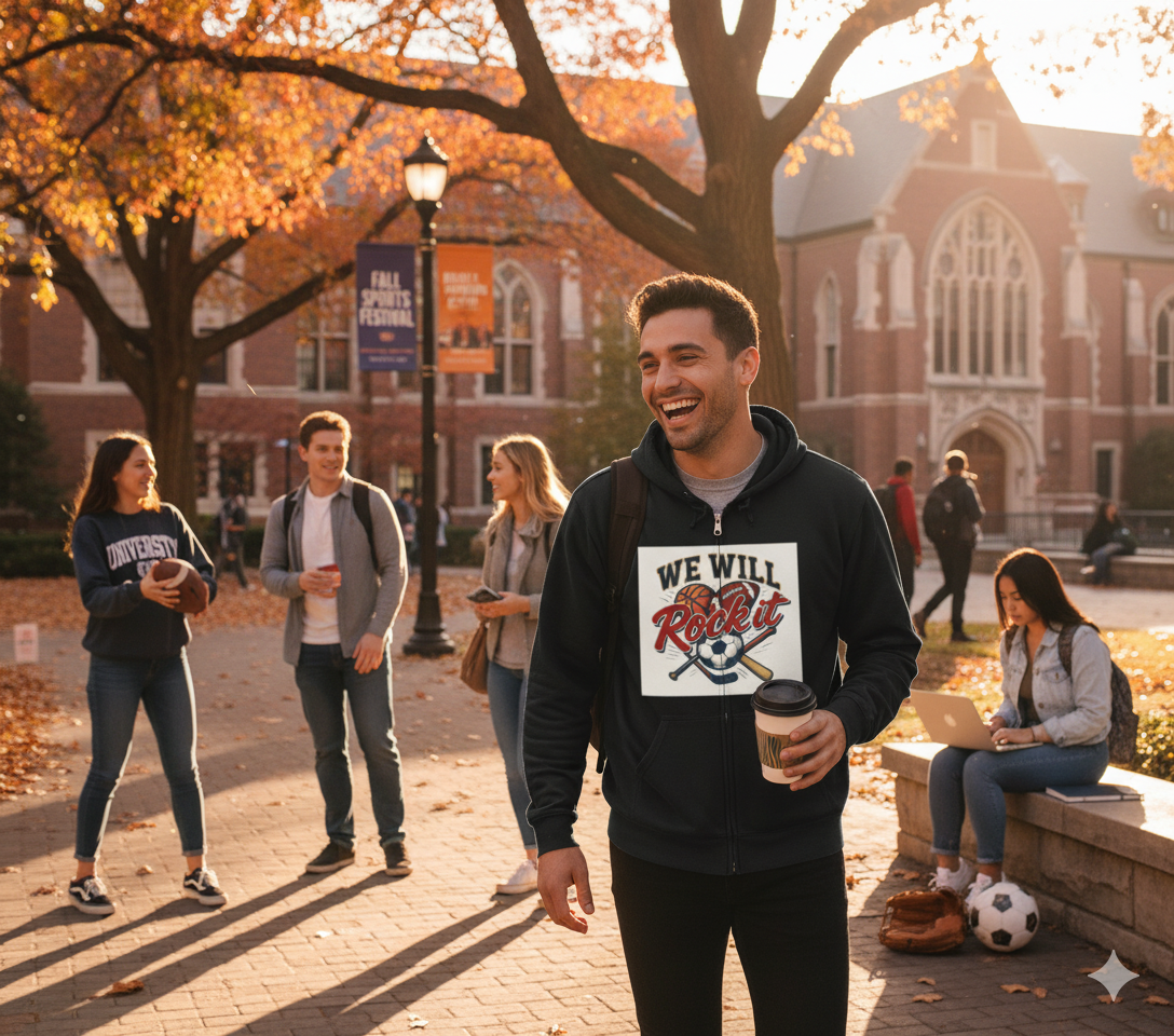 We Will Rock It Hoodie – College Sports Spirit Wear, Unisex Heavy Blend™ Full Zip Hooded Sweatshirt