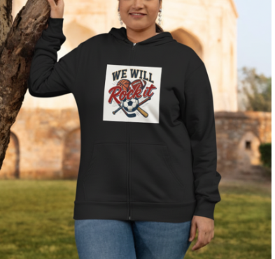 We Will Rock It Hoodie – College Sports Spirit Wear, Unisex Heavy Blend™ Full Zip Hooded Sweatshirt