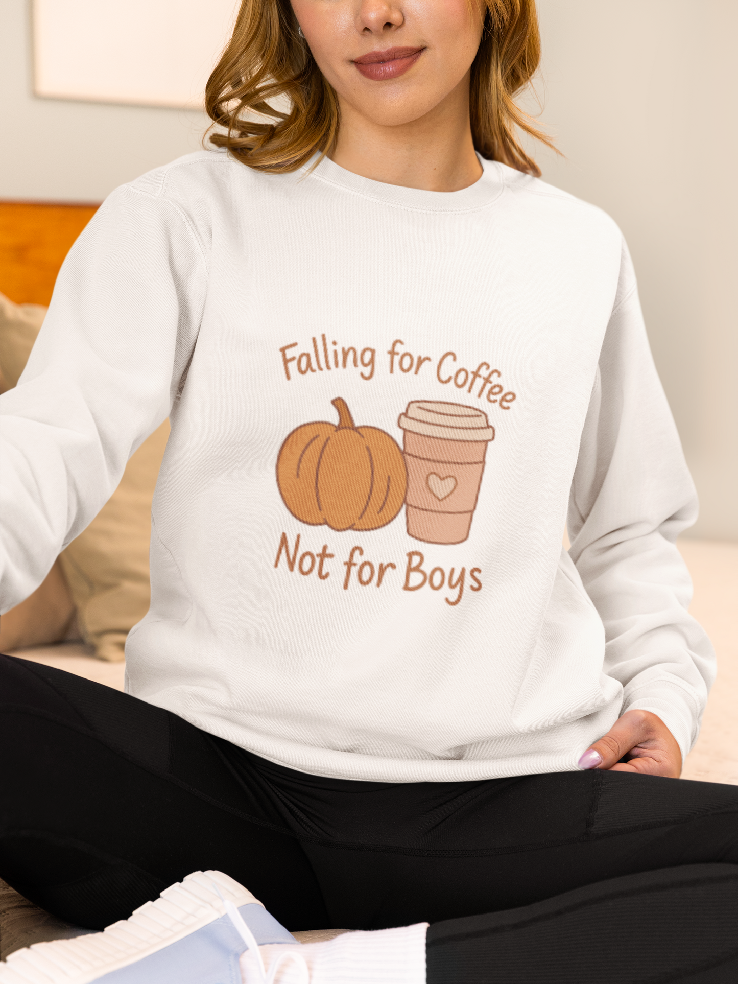 Falling for Coffee Not for Boys | Cozy Fall Pumpkin Sweatshirt