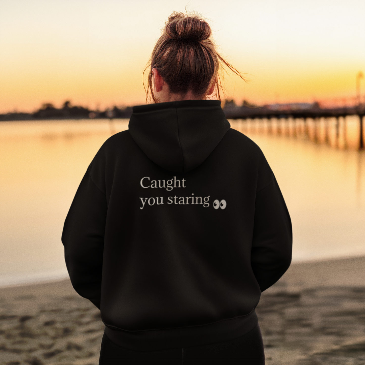 Caught You Staring 👀 Hoodie – Flirty Back Print Sweatshirt for Cozy Unisex Zip-Up Hoodie