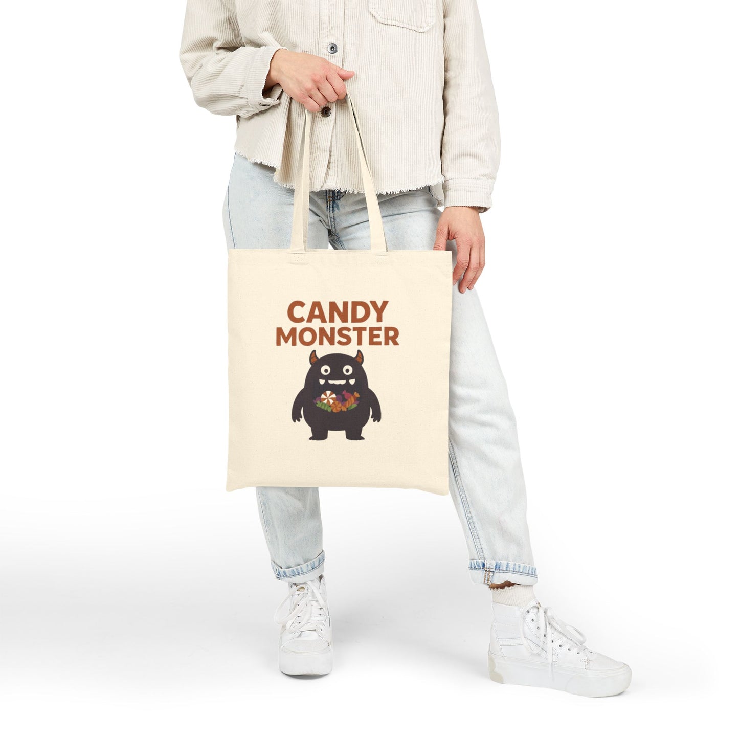 Candy Monster Tote Bag | Cute Canvas Bag for Trick or Treating, Everyday Use, Eco-Friendly Shopping, Gifts for Kids, Halloween Decor