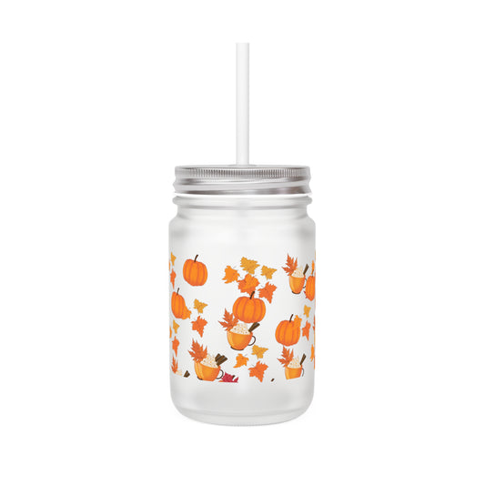 Mason Jar Glass Cup - Fall Pumpkin Spice Latte